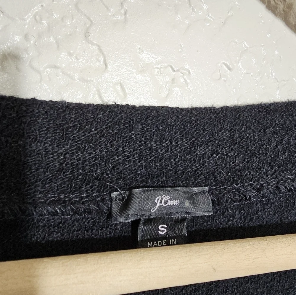 J. Crew Solid Black Faux Wrap Cotton Top
